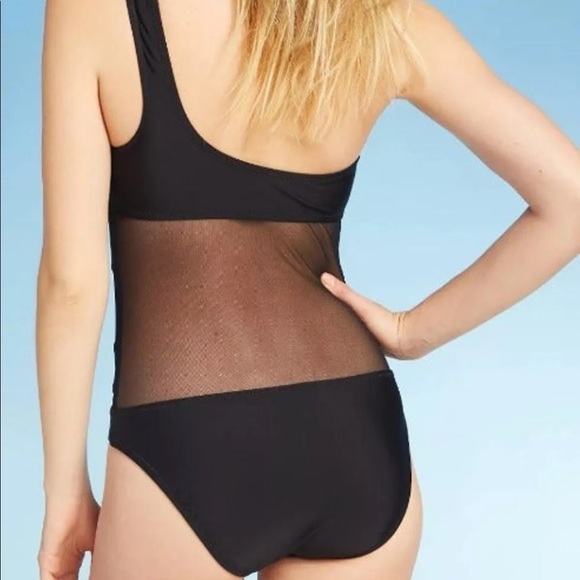 One Piece Swimsuit Black Mesh - Picture 2 of 12